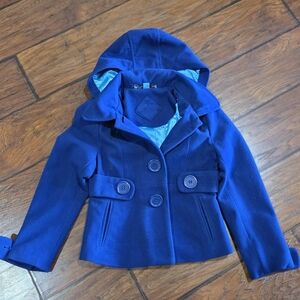 Jou Jou Kids Royal Blue Pea Coat with Hood